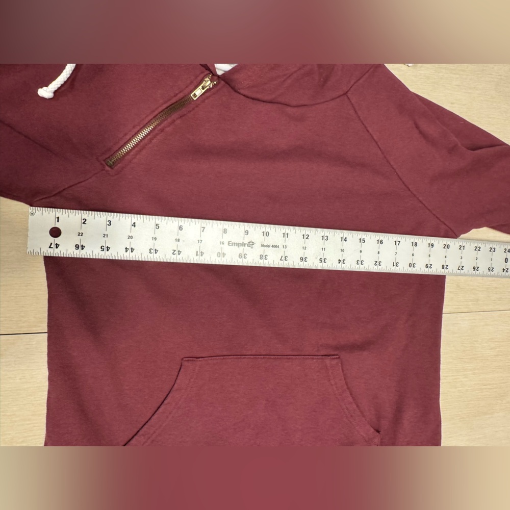 Women's Burgundy Double Hooded Sweatshirt Medium - Picture 10 of 11